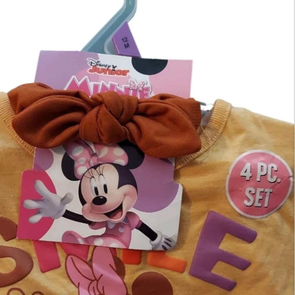 NWT Disney 4 Pc  Minnie Mouse Mustard and Wheat Tutu Set ~sz 12 M